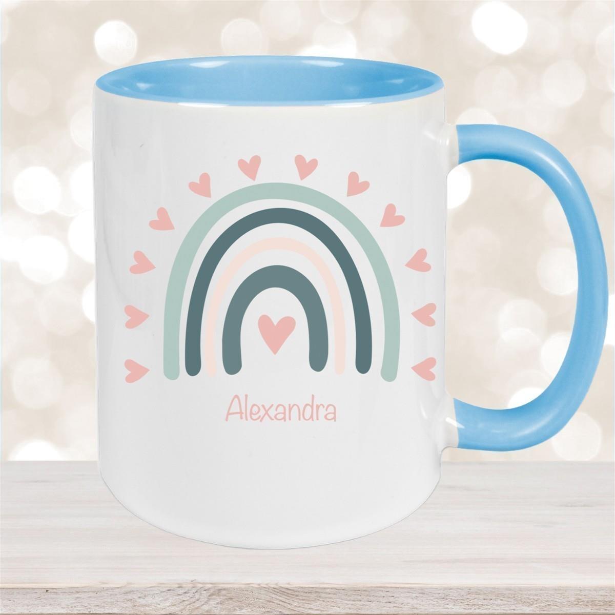 Tasse Wunschname Regenbogen 4 Keramik Kinderbecher versch. Farben