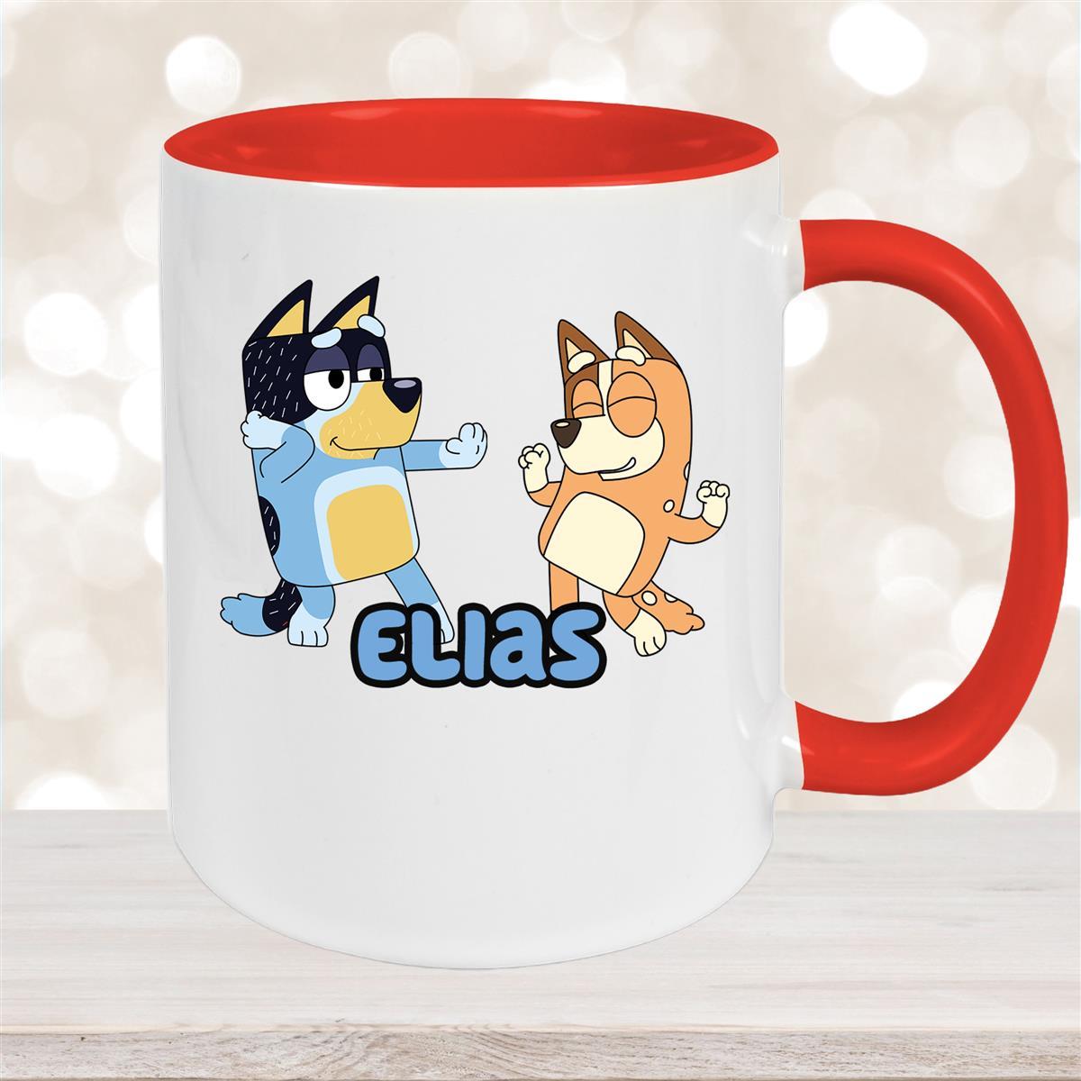 Tasse Bluey #1 Wunschname Keramik Kinderbecher personalisiert Rot