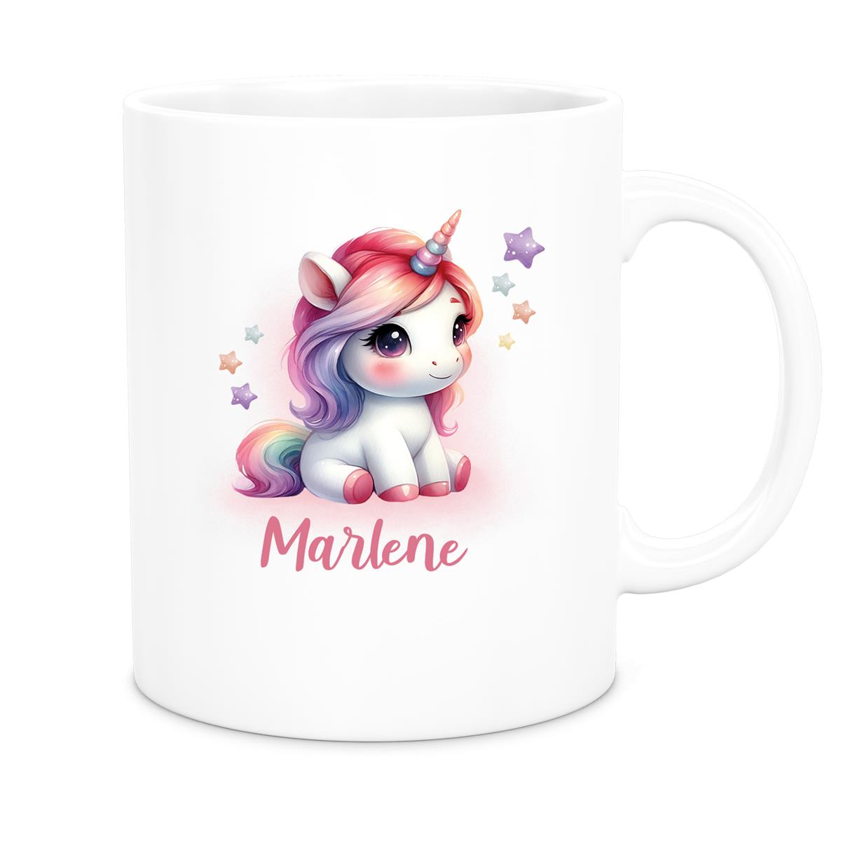Tasse Einhorn 10 Wunschname Keramik Kinderbecher personalisiert versch. Farben