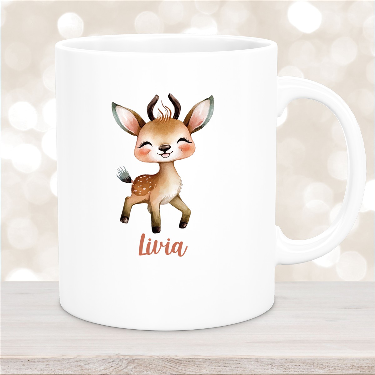 Tasse Wunschname Reh #1 Keramik Kinderbecher versch. Farben