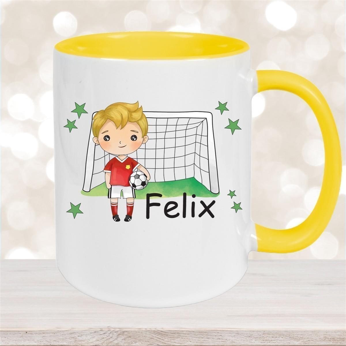 Tasse Fußball 1 Wunschname Keramik Kinderbecher personalisiert versch. Farben