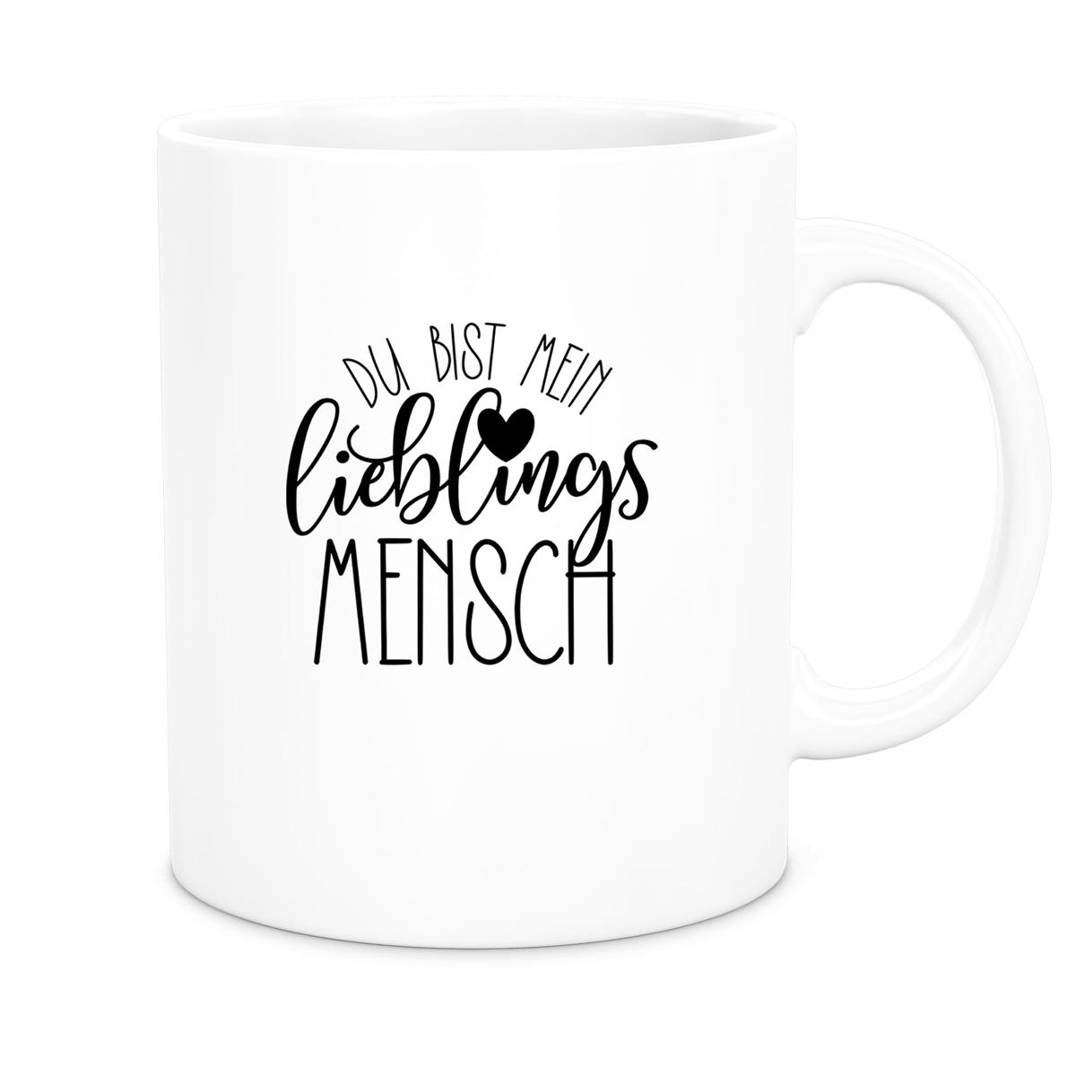 Tasse Spruch "Lieblingsmensch" Valentinstag 19 Keramik versch. Farben