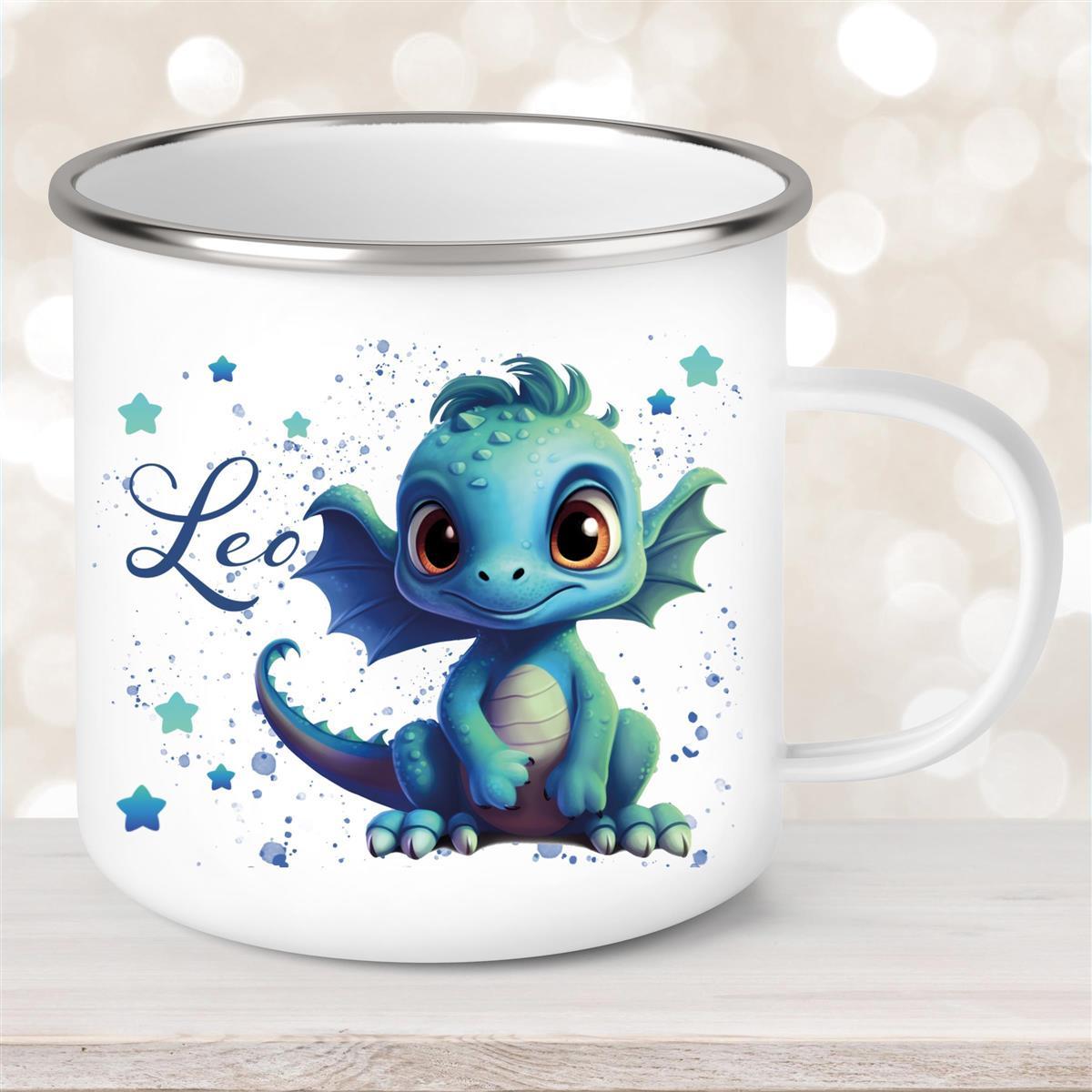 Tasse Wunschname Drache #2 Emaille Kinderbecher