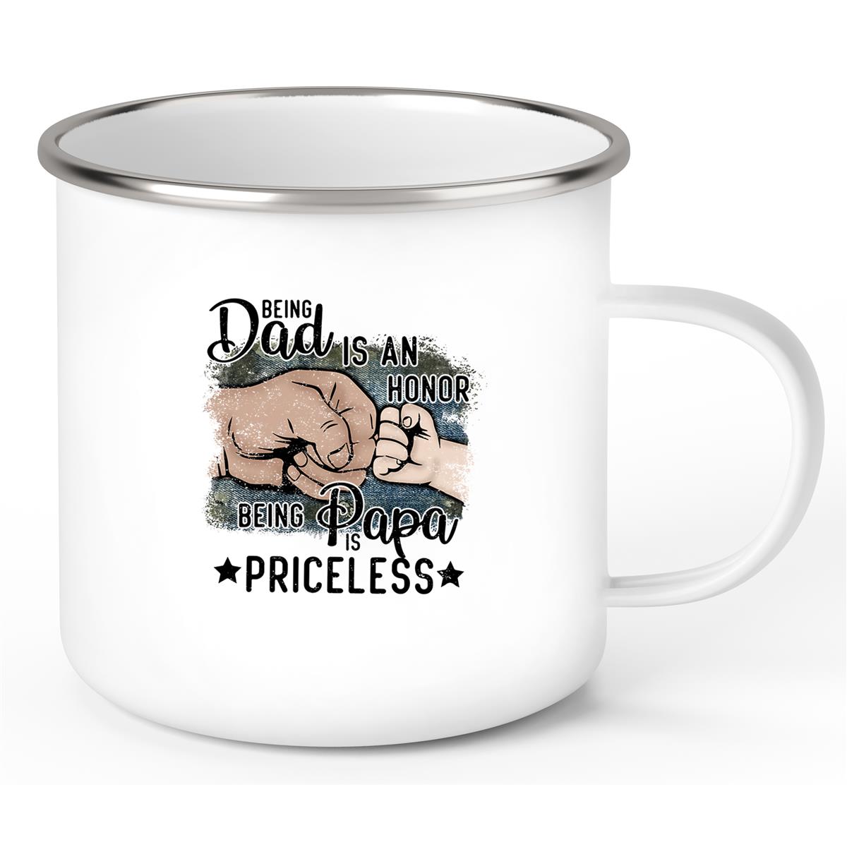 Tasse Vatertag 4 "Being Papa is Priceless" Emaille