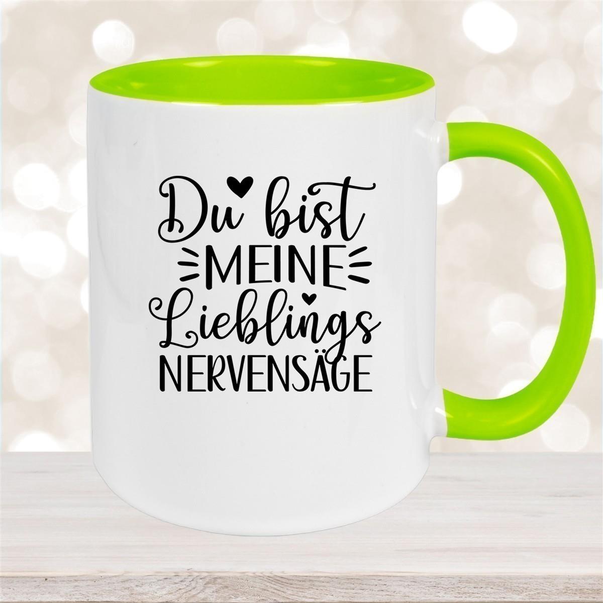 Tasse Liebe - Spruch "Du bist MEINE Lieblings NERVENSÄGE" Valentinstag Wunschnamen Keramik personalisiert versch. Farben