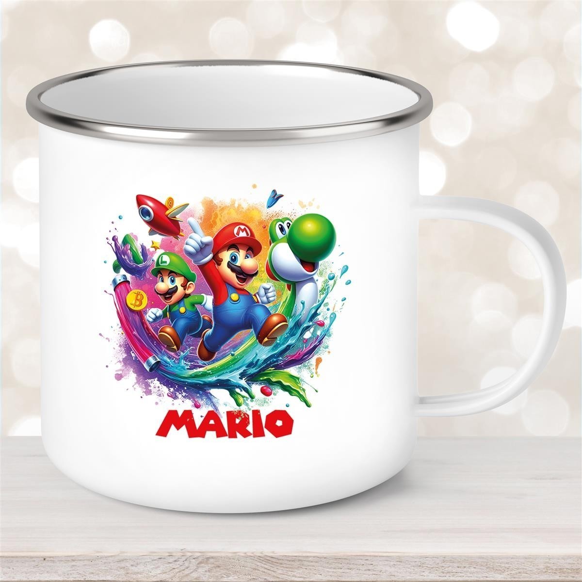 Tasse Wunschname Super-Mario #2 Emaille Kinderbecher personalisiert Tasse Wunschname Super-Mario #2 Emaille Kinderbecher personalisiert