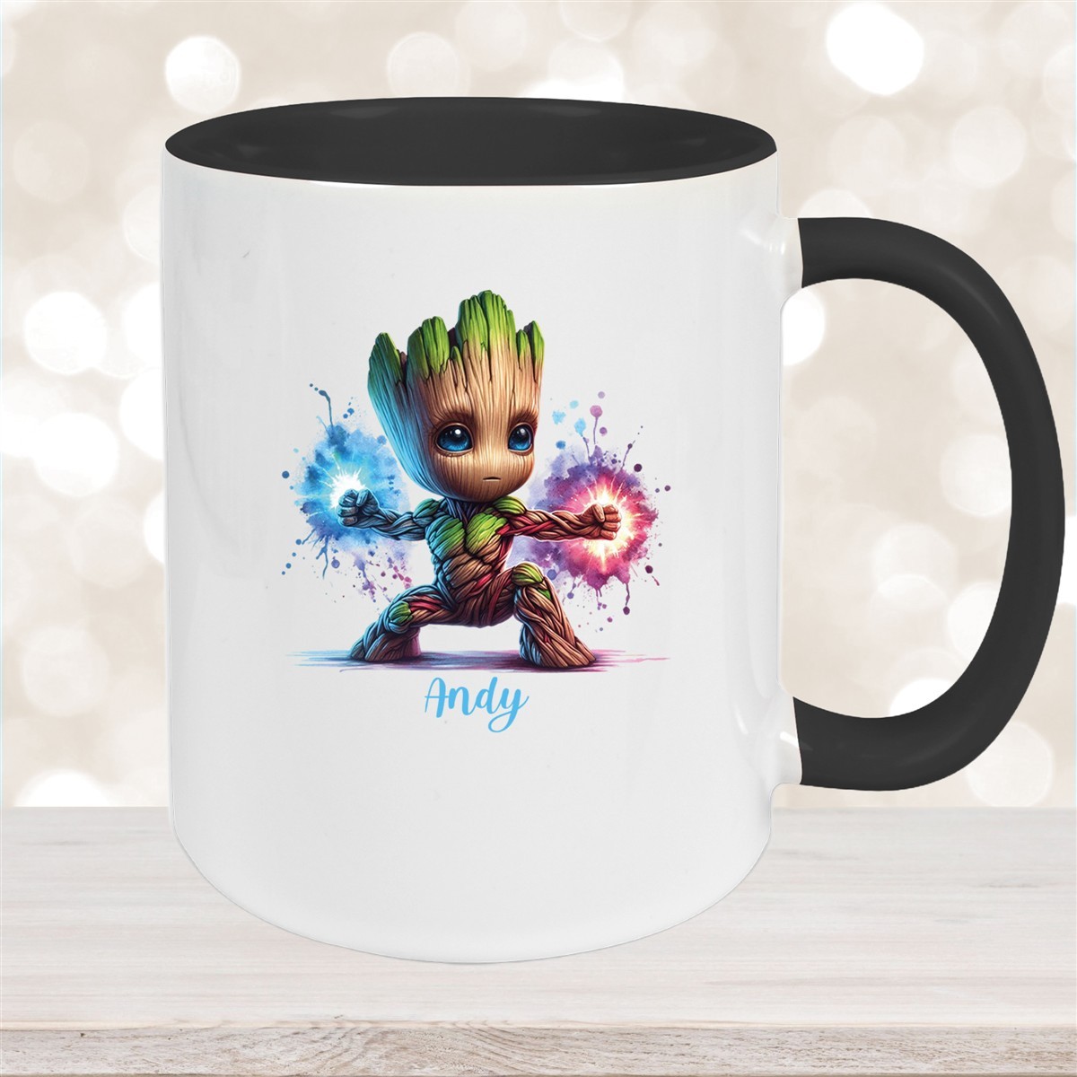 Tasse Wunschname Baby-Groot #8 Keramik Kinderbecher personalisiert Schwarz