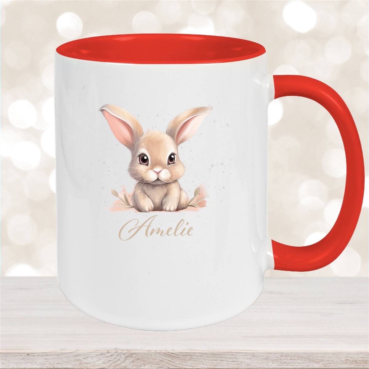 Tasse Ostern - Hase #7 Wunschnamen Keramik personalisiert Rot