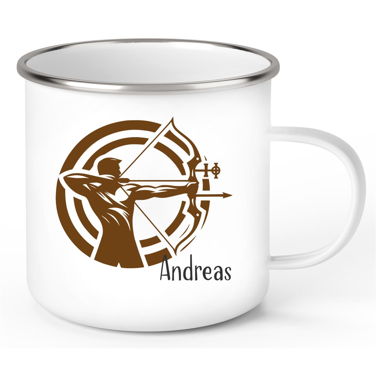 Tasse Bogenschütze 2 Wunschname Emaille personalisiert