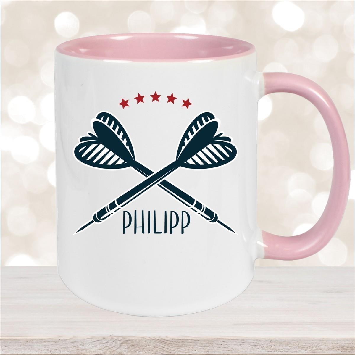 Tasse Dart 3 Wunschname Keramik Kinderbecher personalisiert versch. Farben