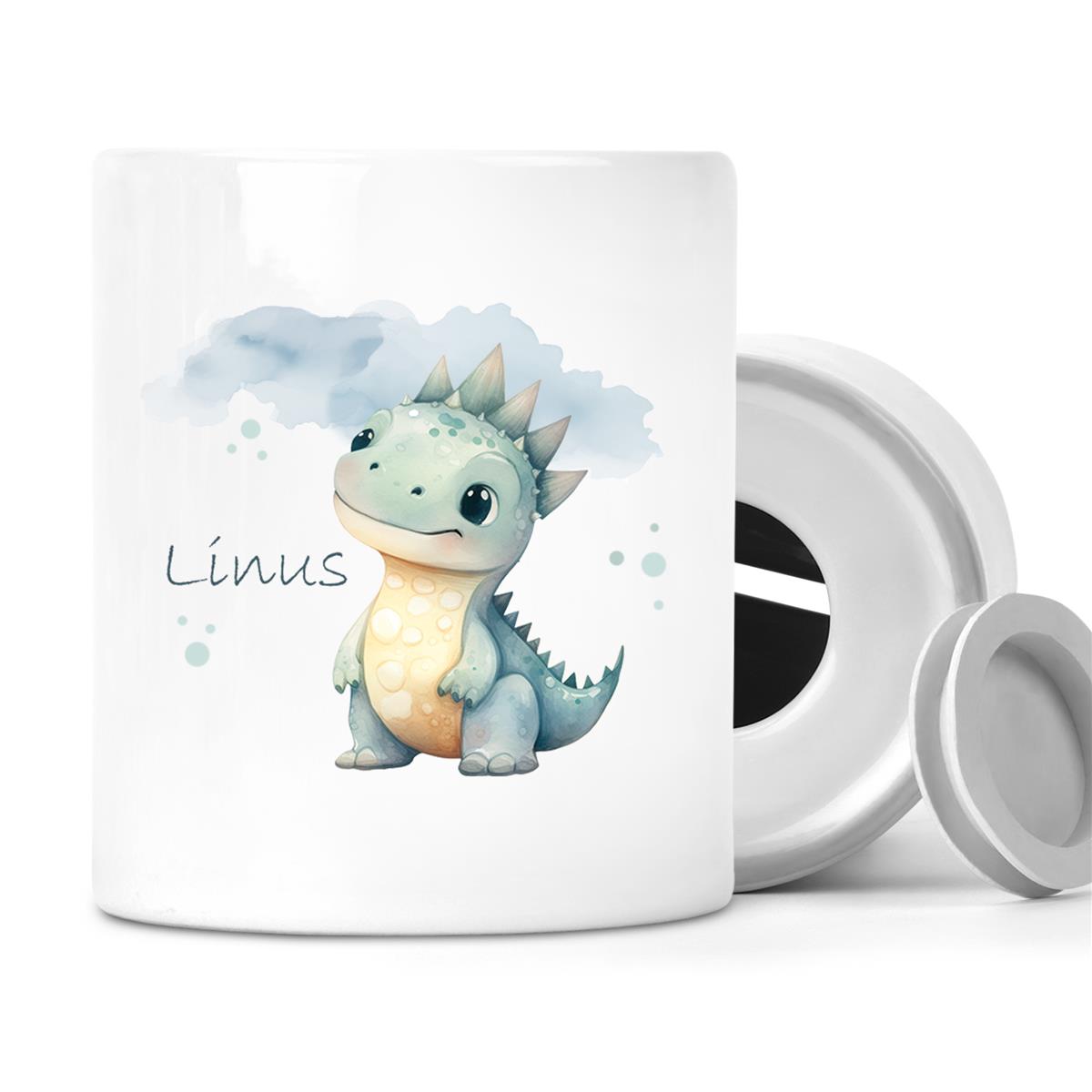 Spardose mit Wunschname Dino #15 personalisiert
