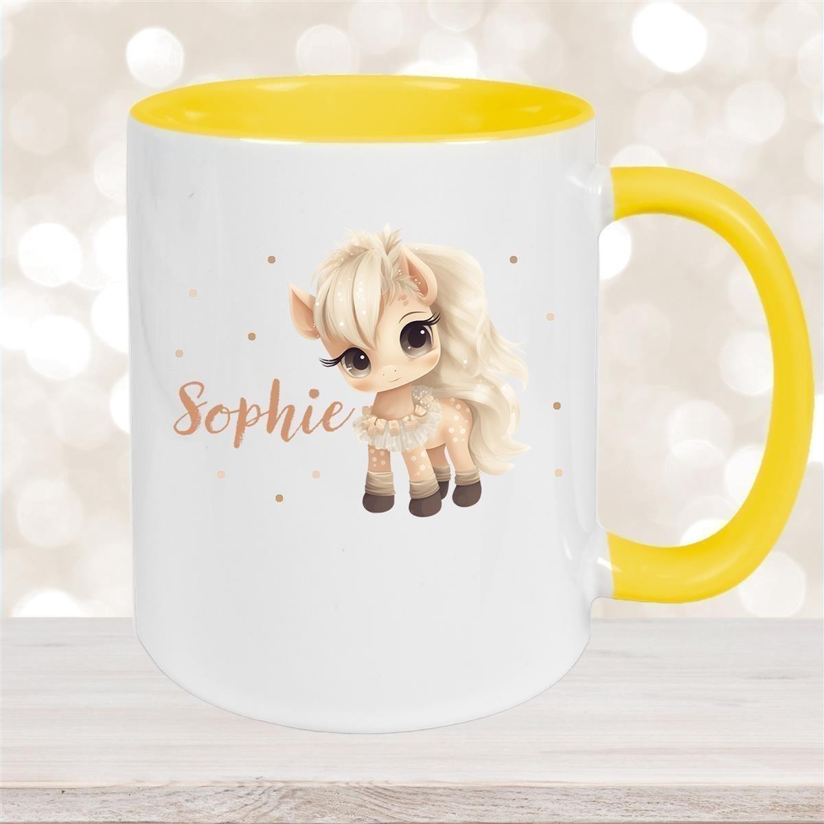 Tasse Pferd 8 Wunschname Keramik Kinderbecher personalisiert versch. Farben