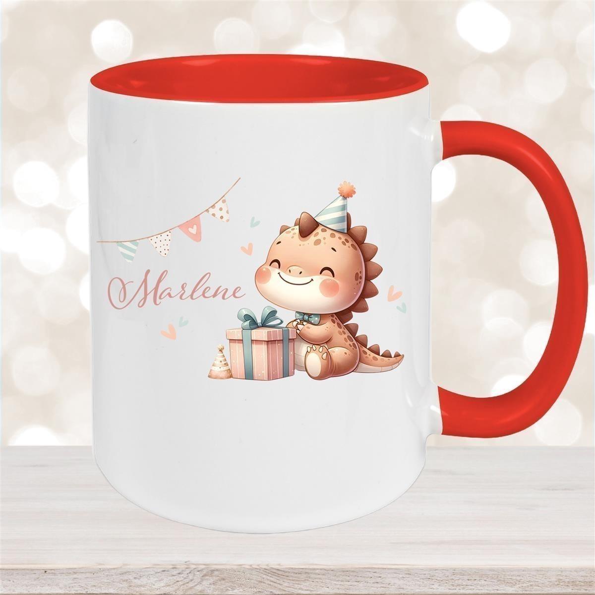 Tasse Dino 18 Wunschname Keramik Kinderbecher Personalisiert versch. Farben