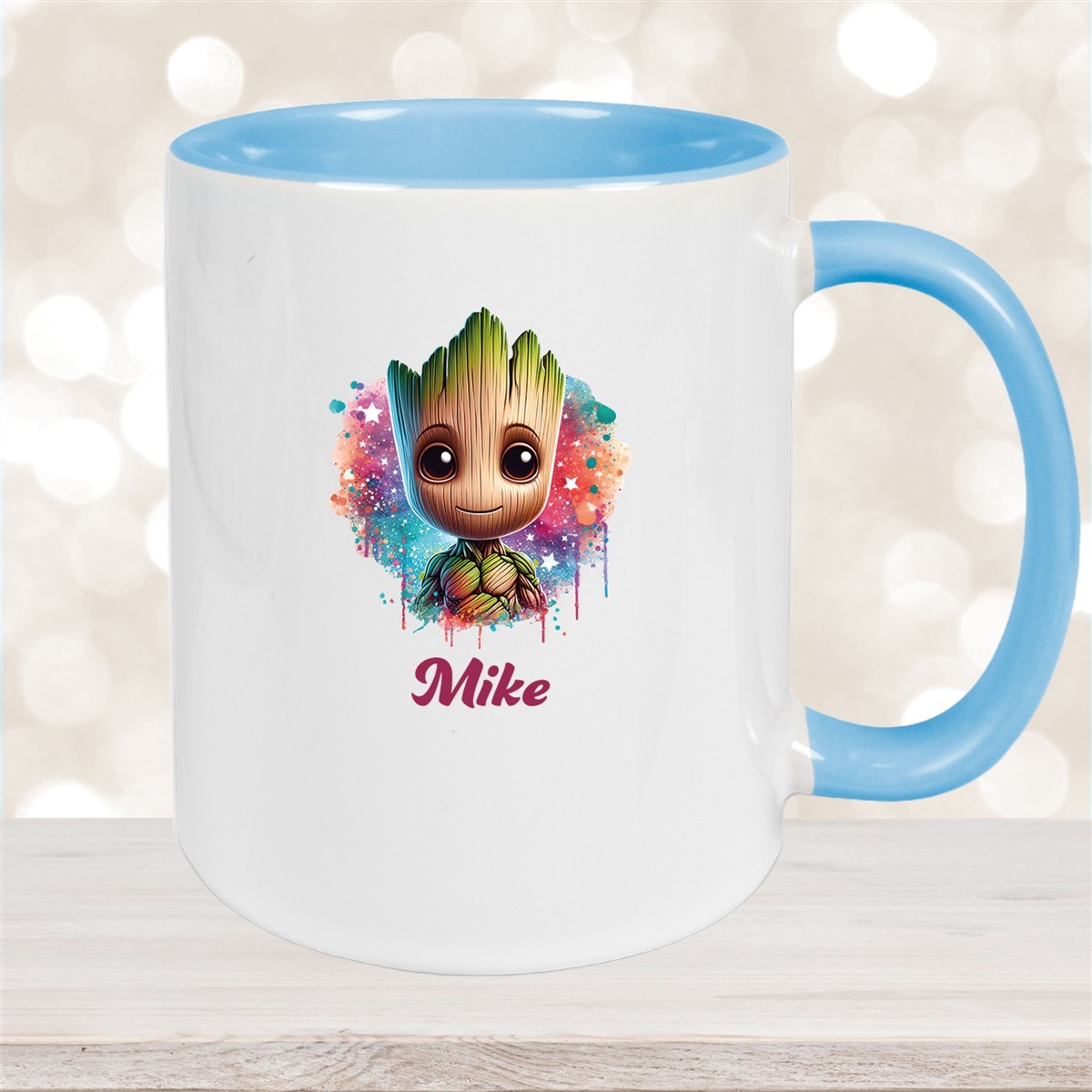 Tasse Baby-Groot #4 Wunschname Keramik Kinderbecher personalisiert Hellblau