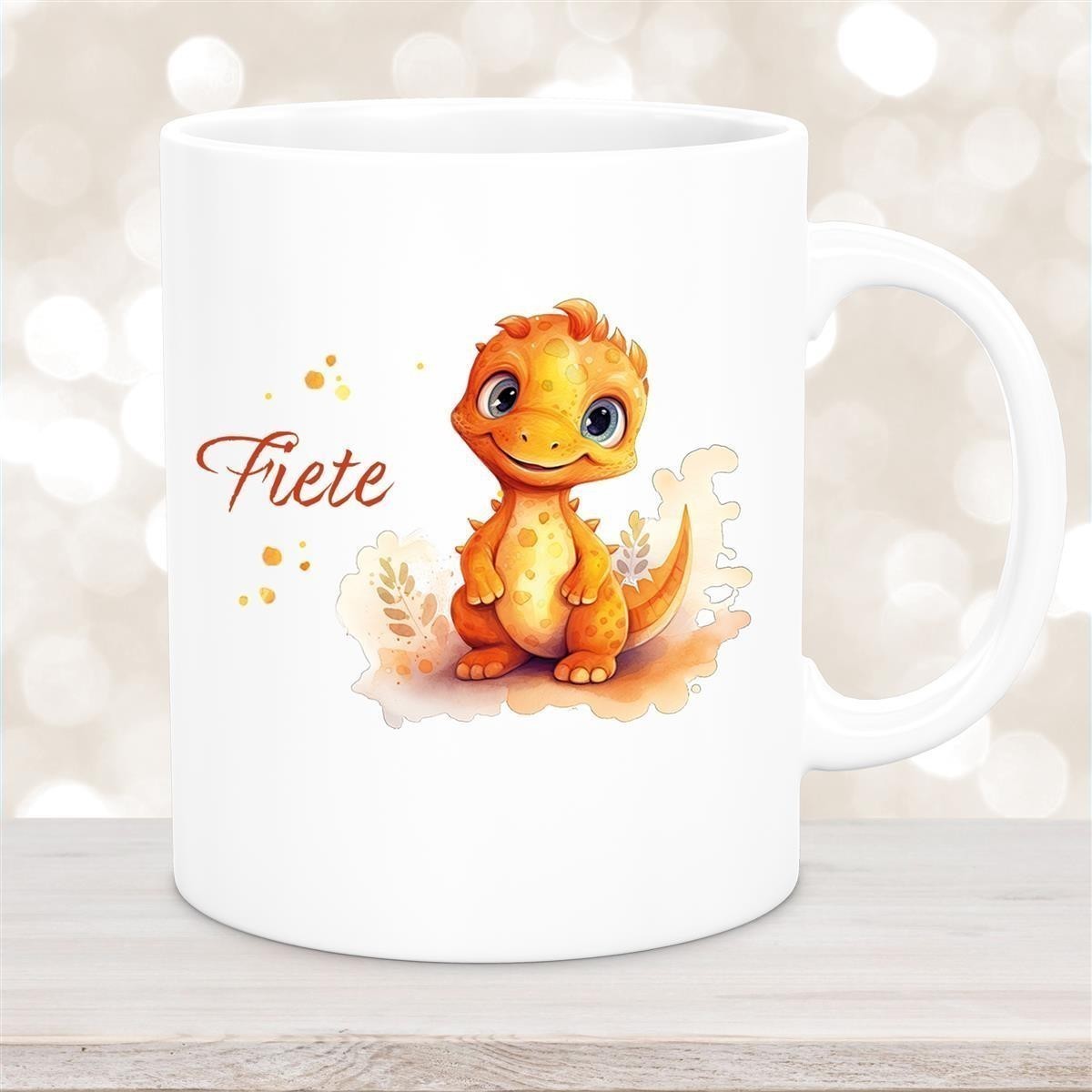 Tasse Dino #10 Wunschname Keramik Kinderbecher Personalisiert versch. Farben