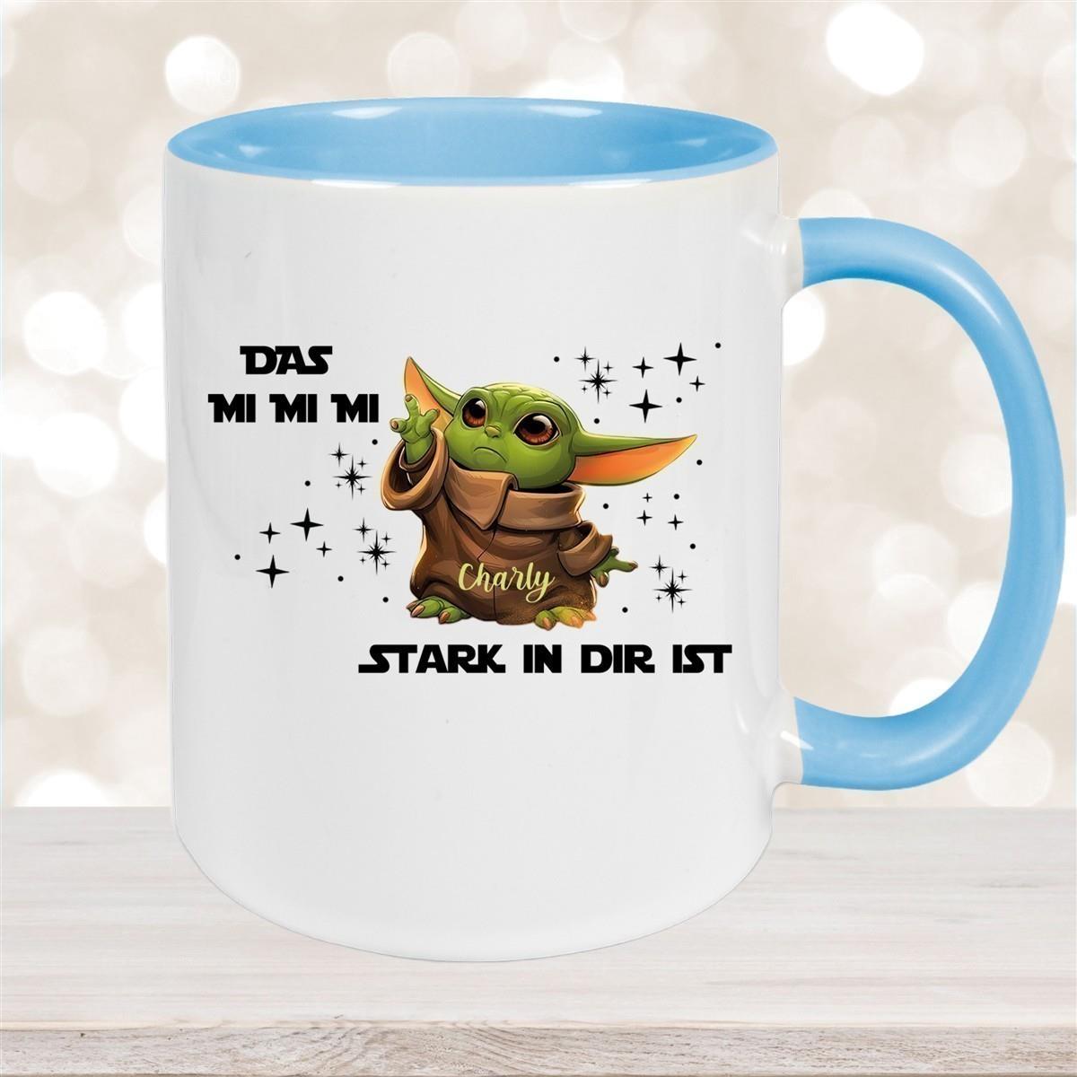 Tasse Wunschname Baby-Yoda 1 Keramik Kinderbecher personalisiert versch. Farben
