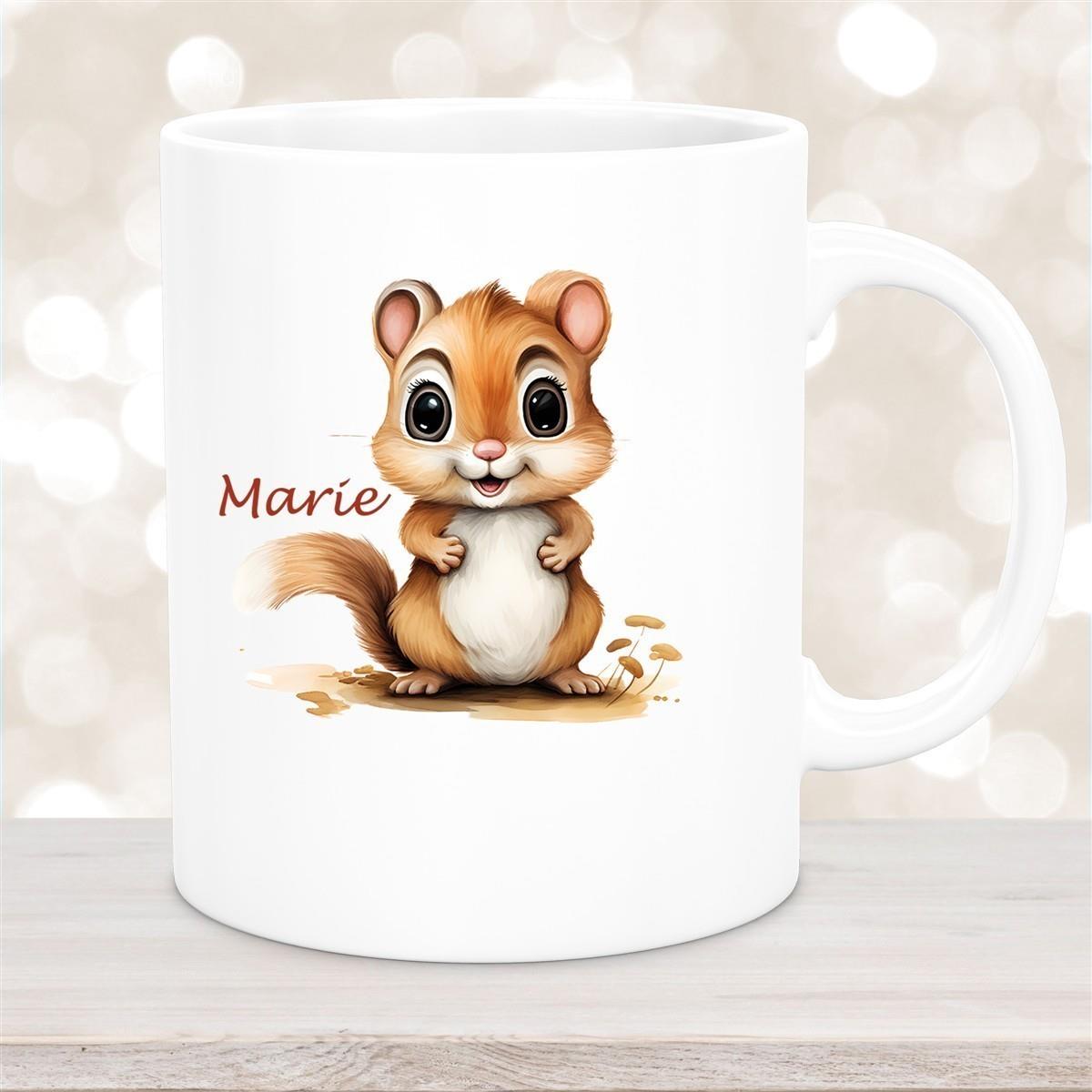 Tasse Wunschname Chipmunk 2 Keramik Kinderbecher personalisiert versch. Farben