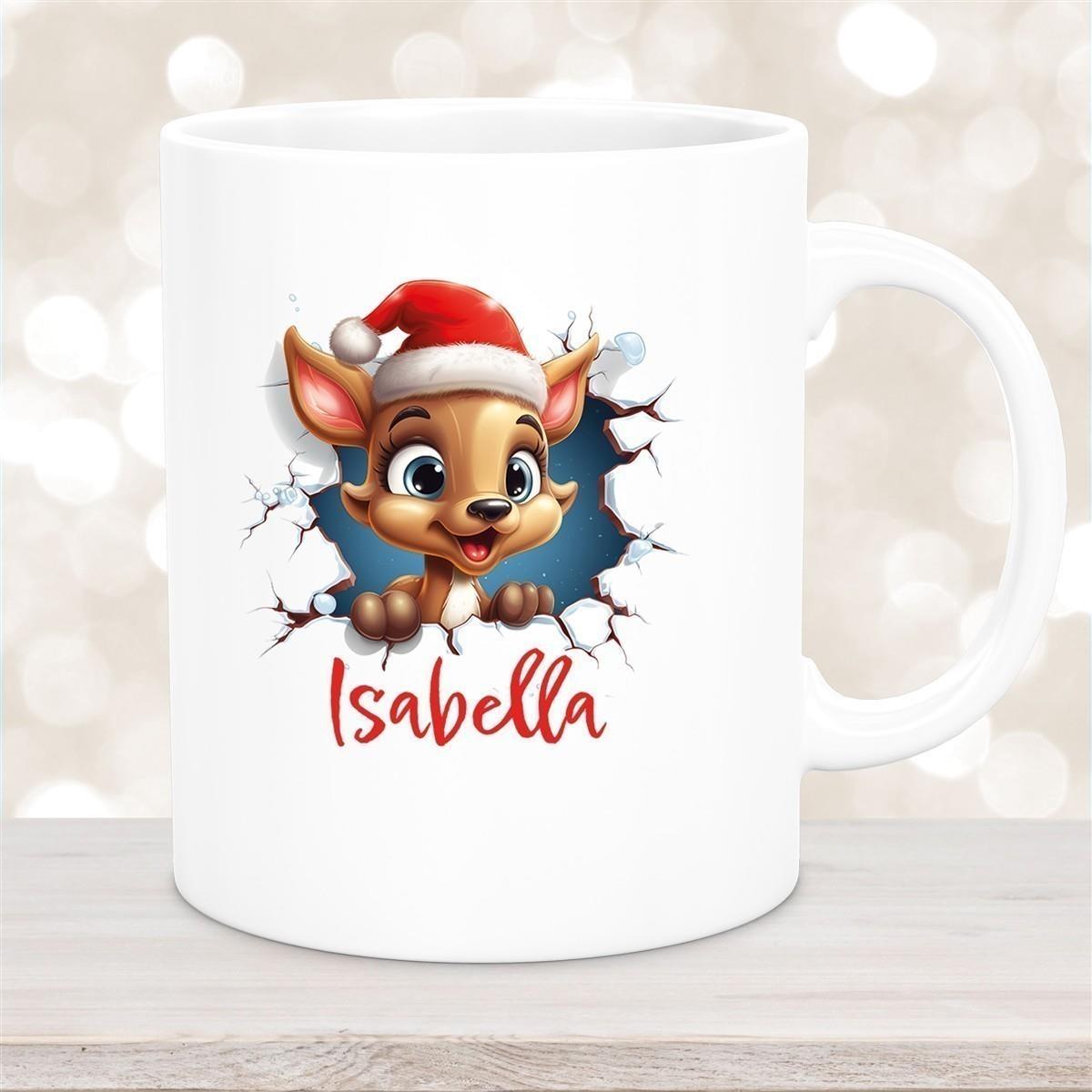 Tasse Wunschname Christmas Rentier 1 Keramik Kinderbecher versch. Farben