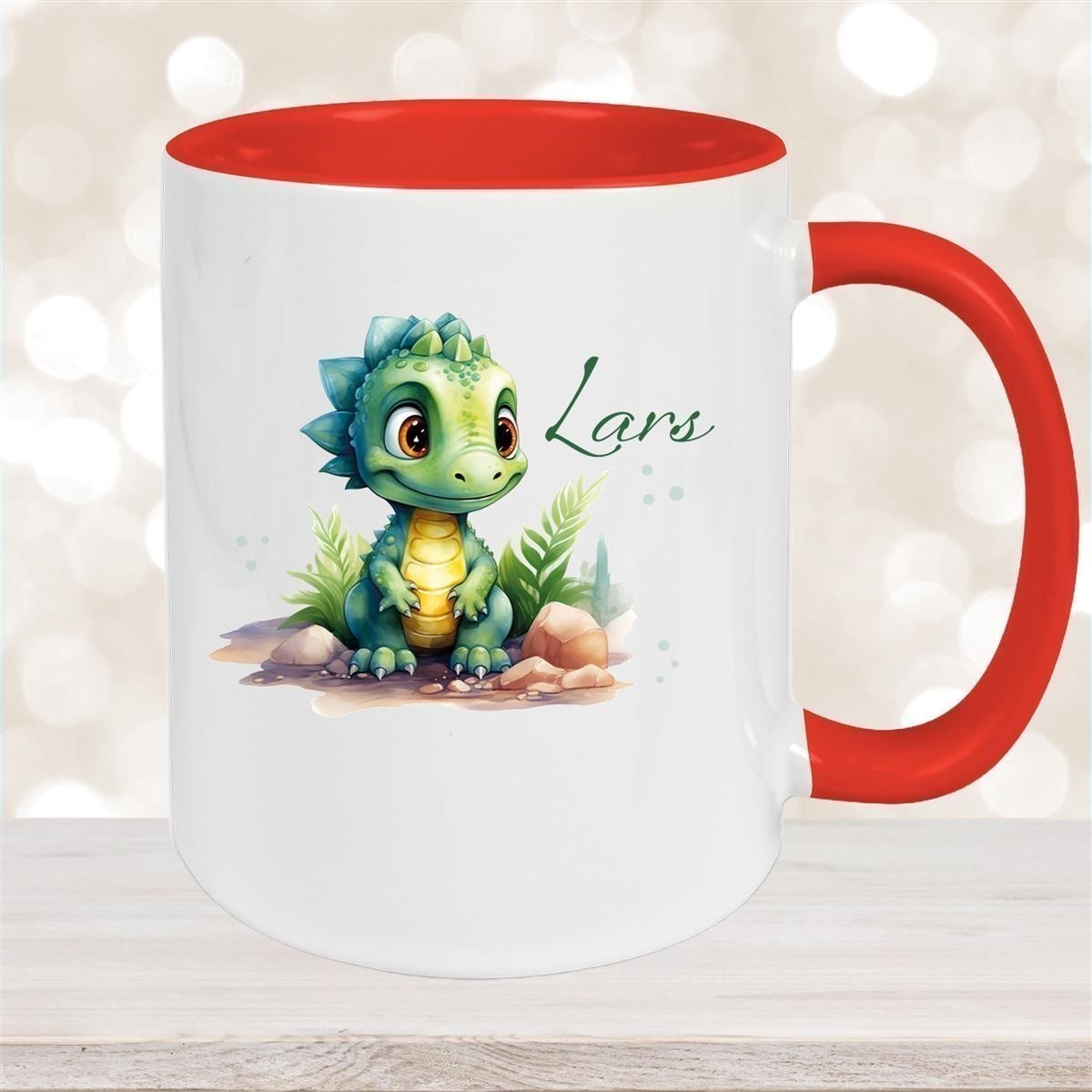 Tasse Dino #17 Wunschname Keramik Kinderbecher Personalisiert versch. Farben