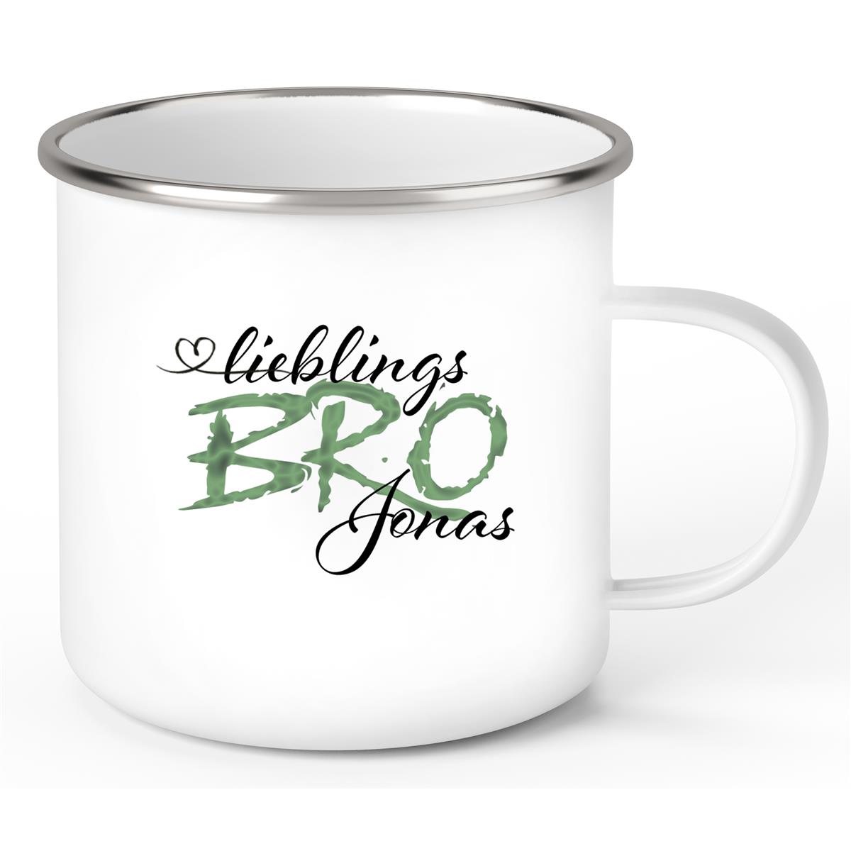 Tasse Wunschname Lieblings-BRO #2 Emaille personalisiert