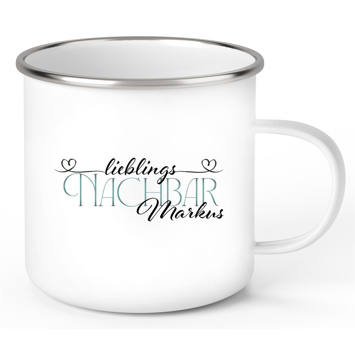 Tasse Wunschname Lieblings-Nachbar 1 Emaille personalisiert