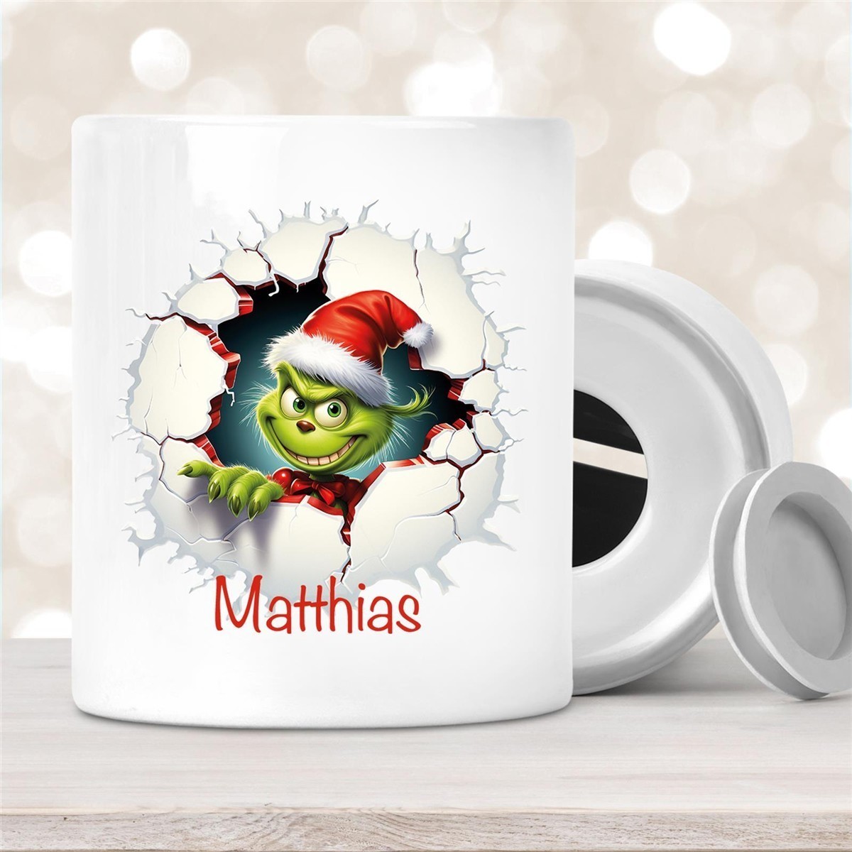Spardose mit Wunschname Weihnachten Grinch #8 personalisiert Spardose mit Wunschname Weihnachten Grinch #8 personalisiert