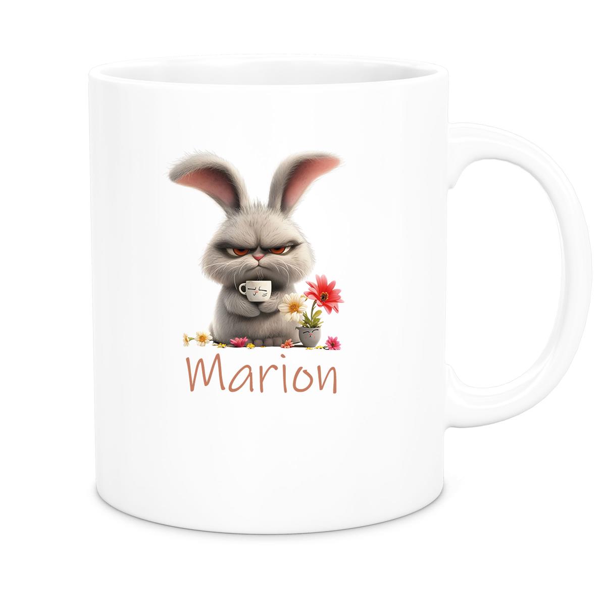 Tasse Ostern Grumpy-Bunny 2 Wunschnamen Keramik personalisiert versch. Farben