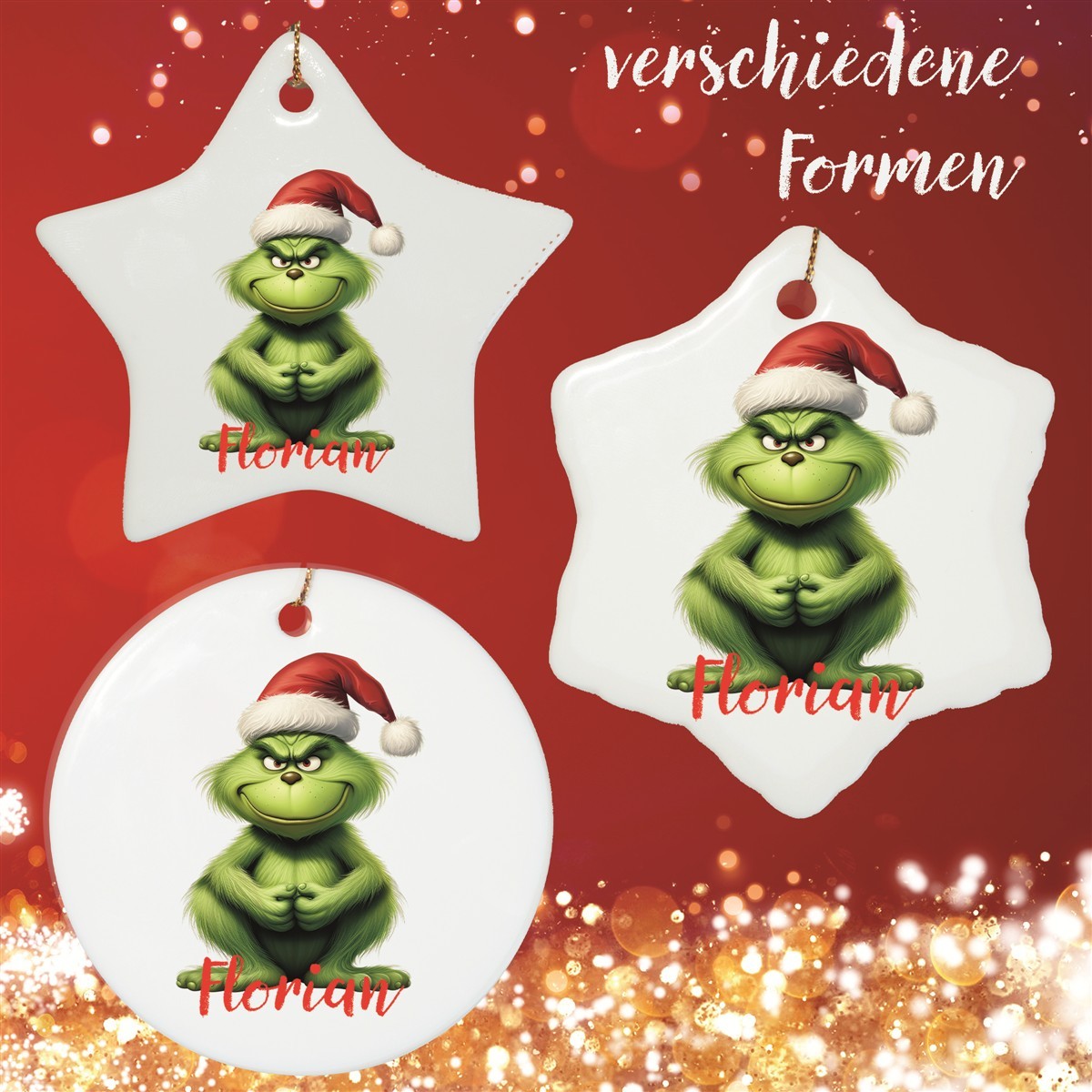 Christbaumanhänger Weihnachten Grinch #5 Ornament Christbaumschmuck Rund