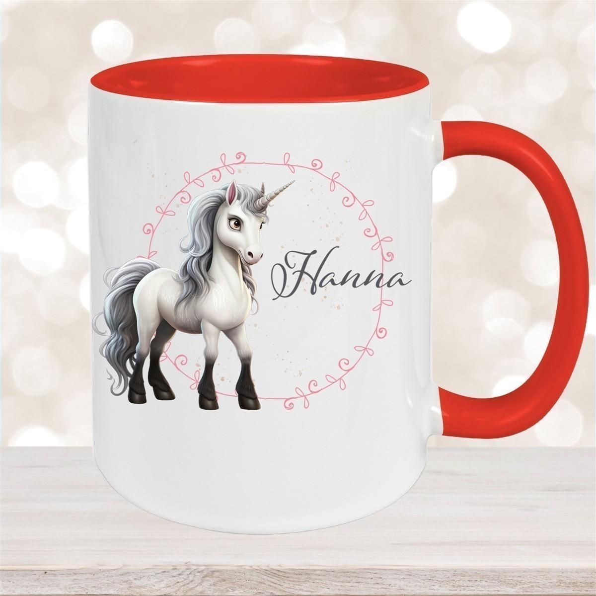 Tasse Einhorn 6 Wunschname Keramik Kinderbecher personalisiert versch. Farben