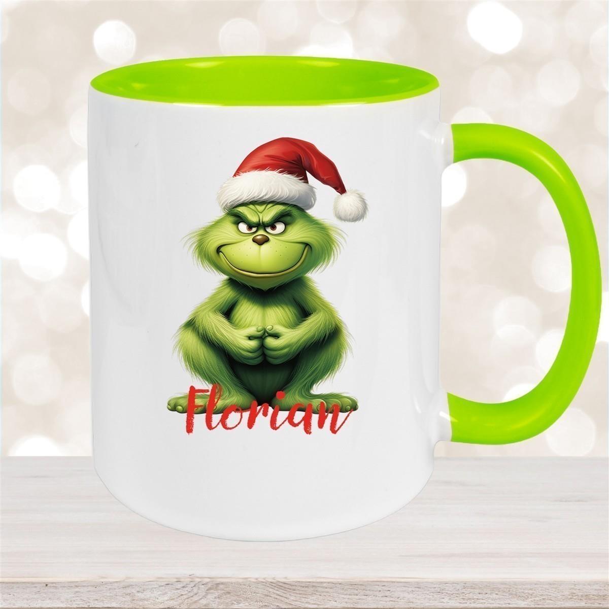 Tasse Wunschname Weihnachten Grinch 5 Keramik Kinderbecher versch. Farben