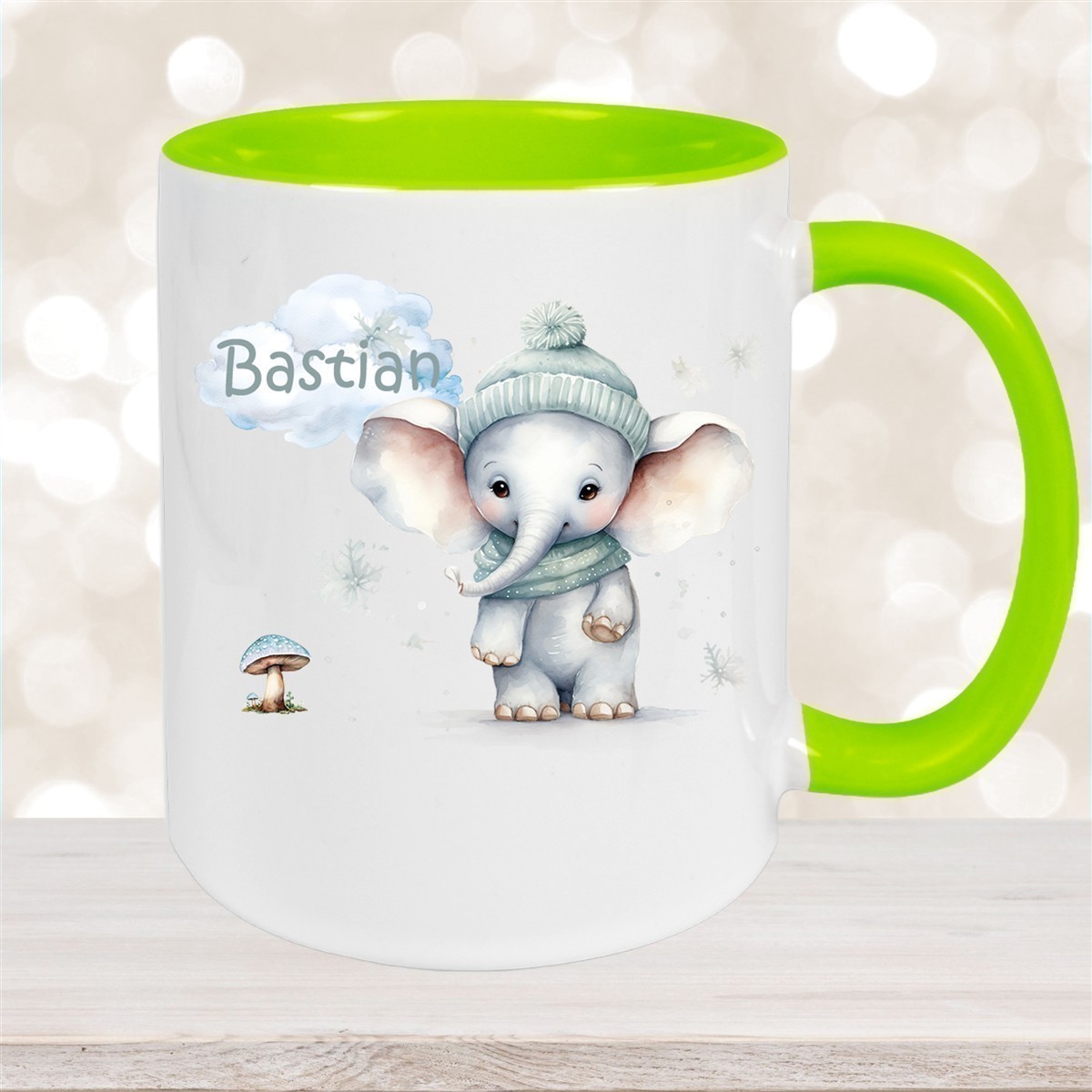 Tasse Wunschname Weihnachten Elefant #1 Keramik Kinderbecher versch. Farben