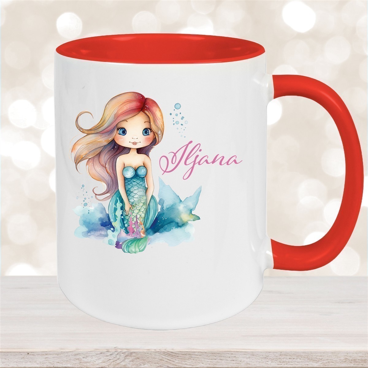 Tasse Wunschname Meerjungfrau #2 Keramik Kinderbecher versch. Farben