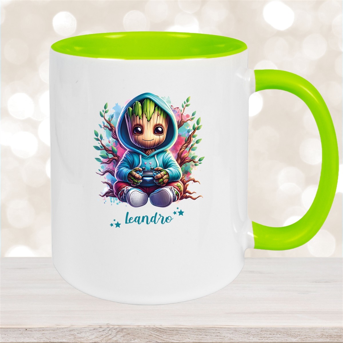 Tasse Wunschname Baby-Groot #6 Keramik Kinderbecher personalisiert Grün