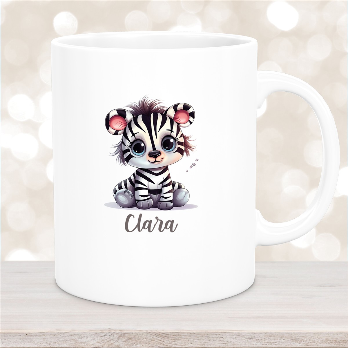Tasse Wunschname Zebra #2 Keramik Kinderbecher versch. Farben