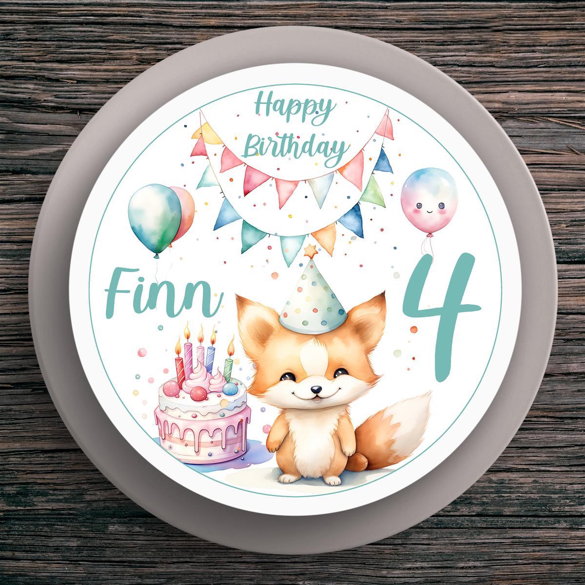 Tortenaufleger Geburtstag Fuchs #1 Name & Zahl (20cm)