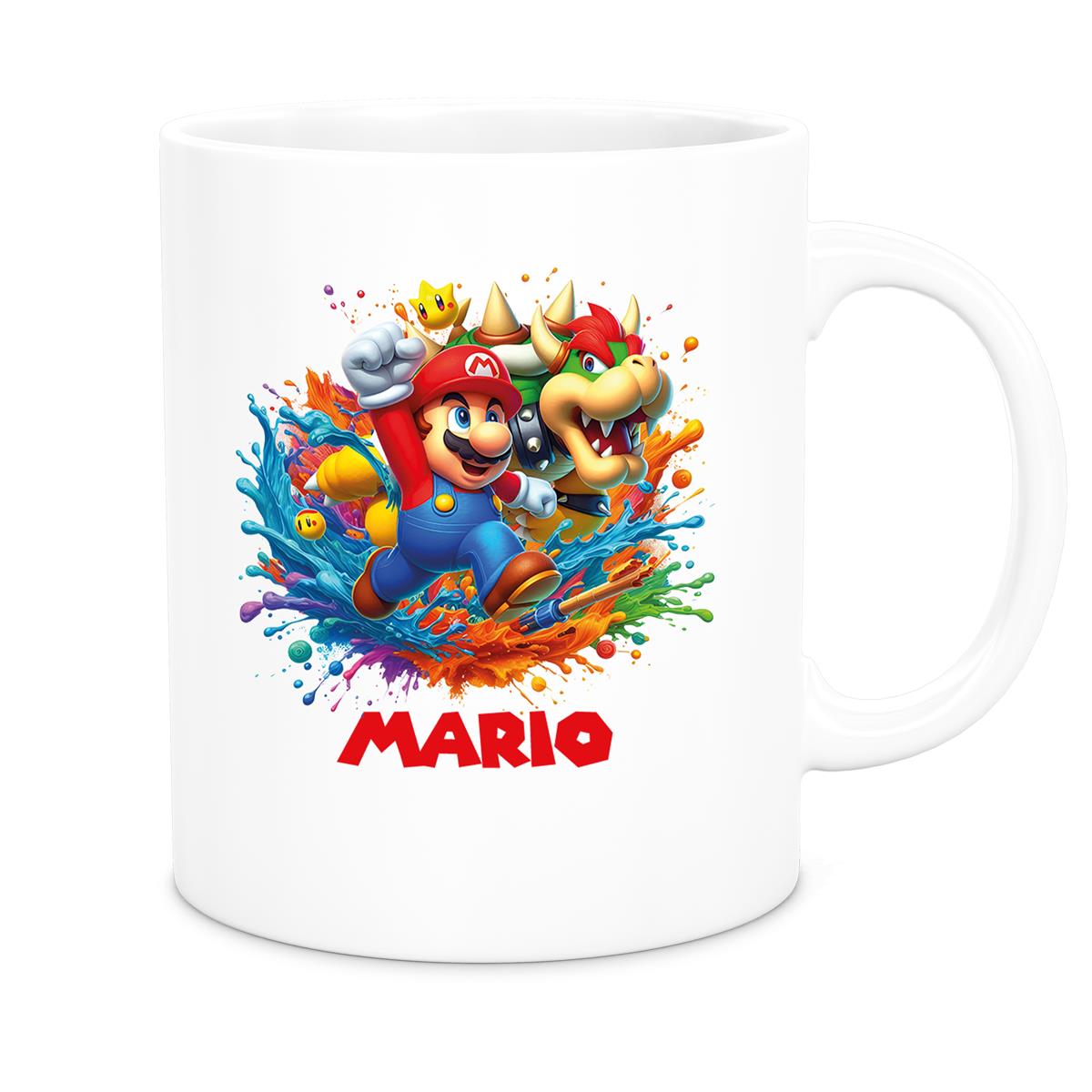 Tasse Wunschname Super-Mario 5 Keramik Kinderbecher personalisiert versch. Farben