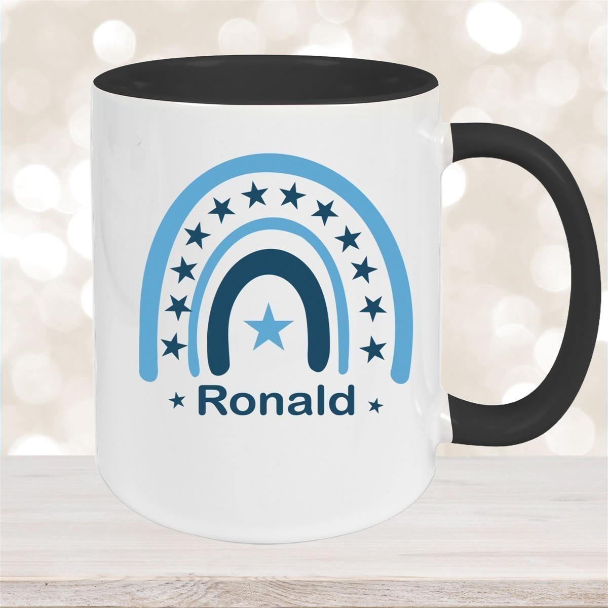 Tasse Wunschname Regenbogen 3 Keramik Kinderbecher versch. Farben
