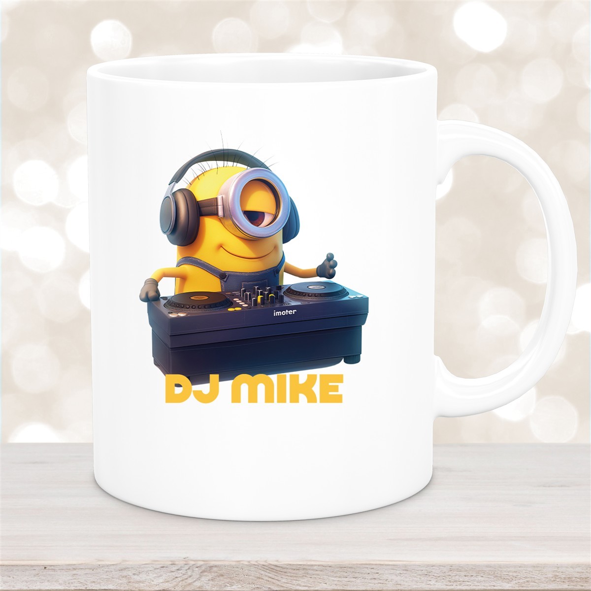 Tasse Minions Kinder Minion #9 DJ Wunschname Keramik Kinderbecher personalisiert versch. Farben Weiß