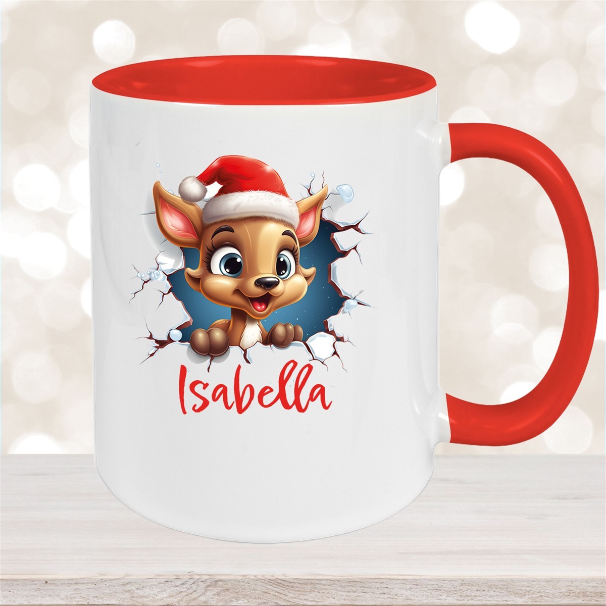 Tasse Wunschname Christmas Rentier #1 Keramik Kinderbecher versch. Farben