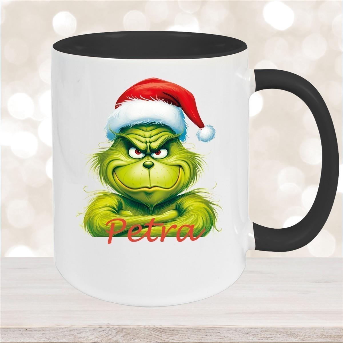 Tasse Wunschname Weihnachten Grinch 2 Keramik Kinderbecher versch. Farben