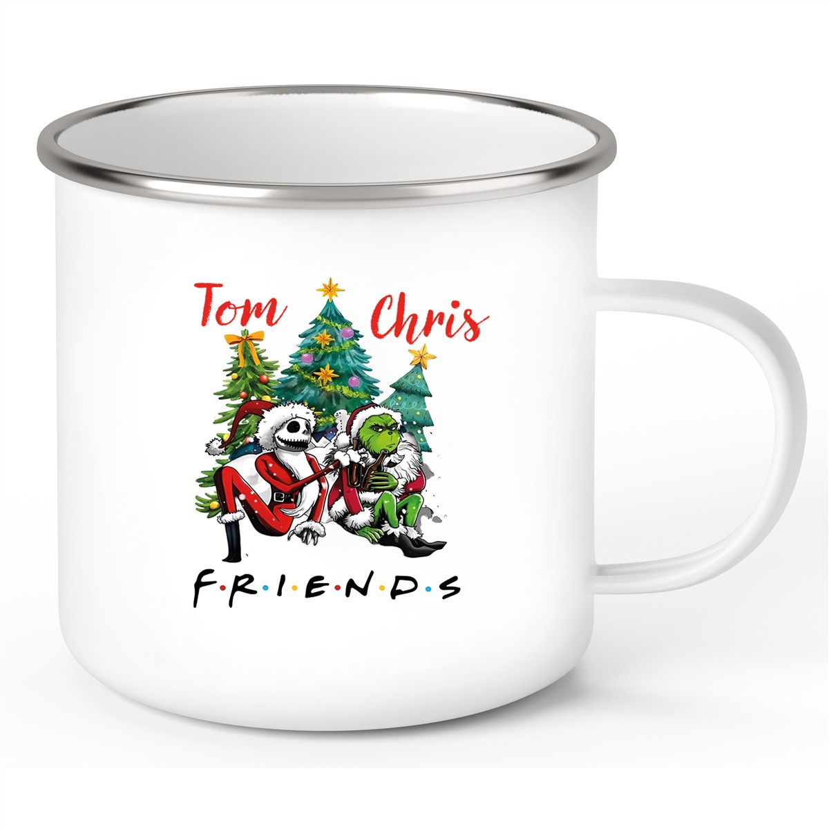 Tasse Wunschname Weihnachten Grinch Jack #6 Emaille Becher