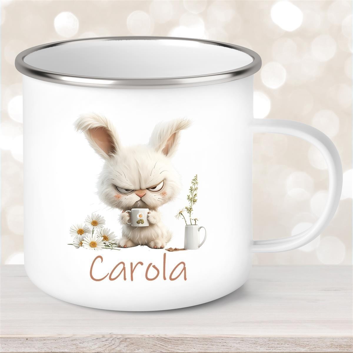 Tasse Ostern Grumpy-Bunny #1 Wunschnamen personalisiert Emaillie