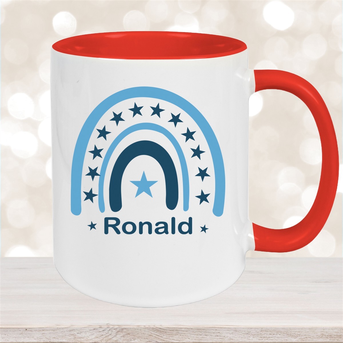 Tasse Wunschname Regenbogen #3 Keramik Kinderbecher Rot