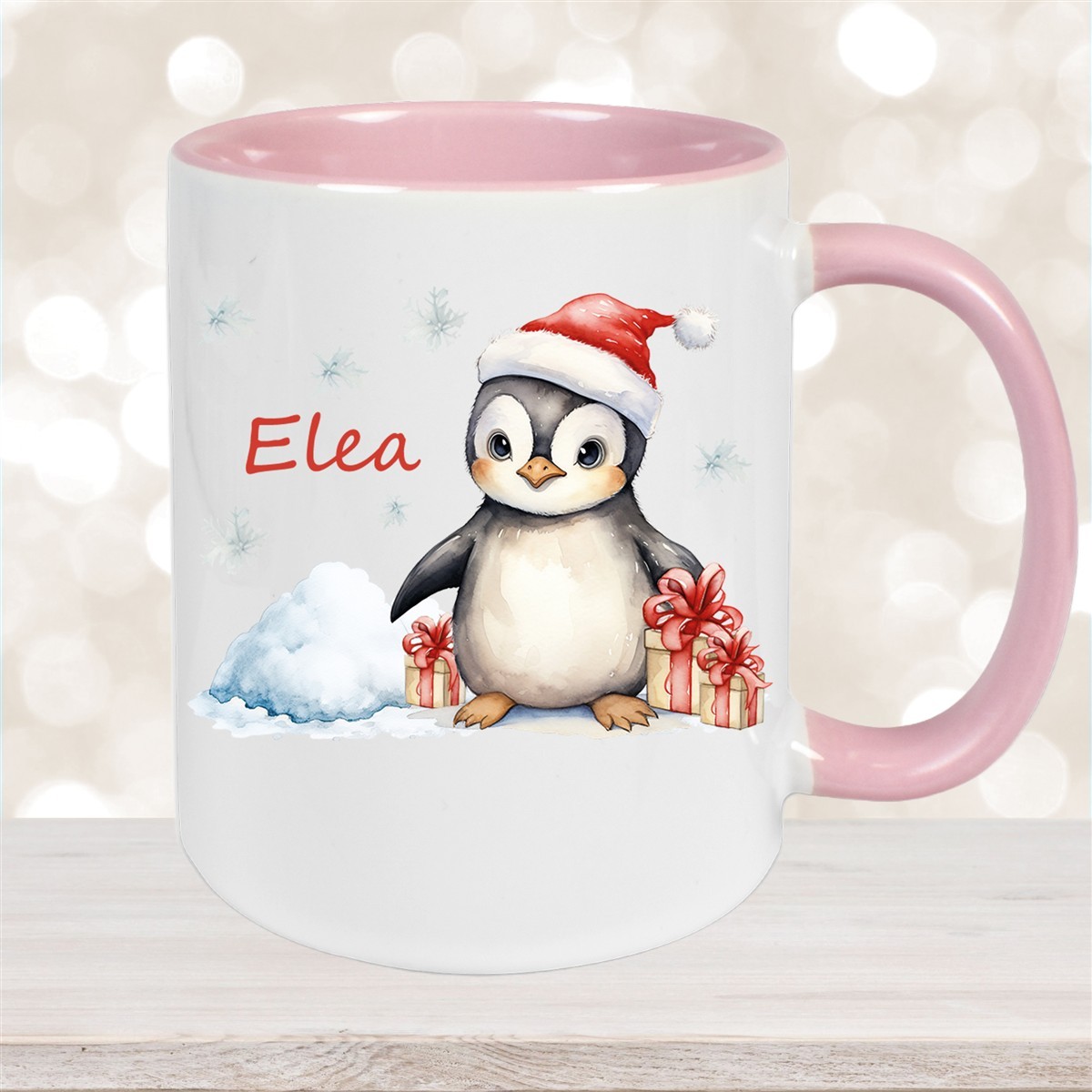 Tasse Wunschname Weihnachten Pinguin #1 Keramik Kinderbecher versch. Farben