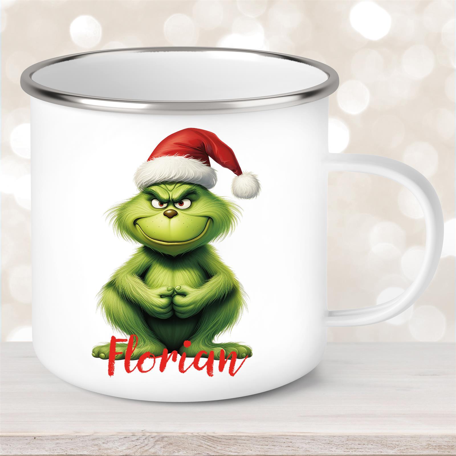 Tasse Wunschname Weihnachten Grinch #5 Emaille Kinderbecher