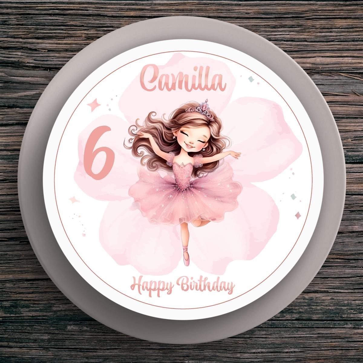 Tortenaufleger Geburtstag Ballerina #2 Name & Zahl (20cm)