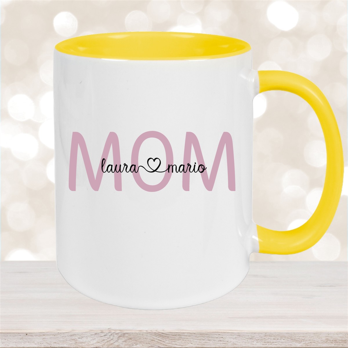 Tasse Muttertag #2 Wunschnamen Keramik Personalisiert Gelb