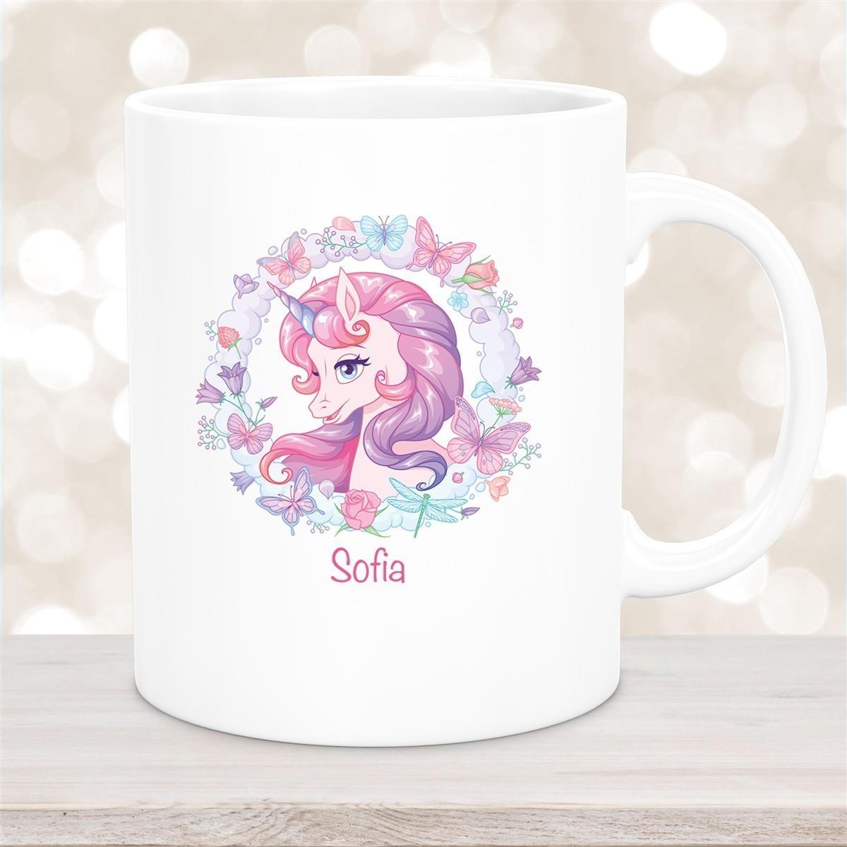 Tasse Wunschname Einhorn 1 Keramik Kinderbecher personalisiert versch. Farben