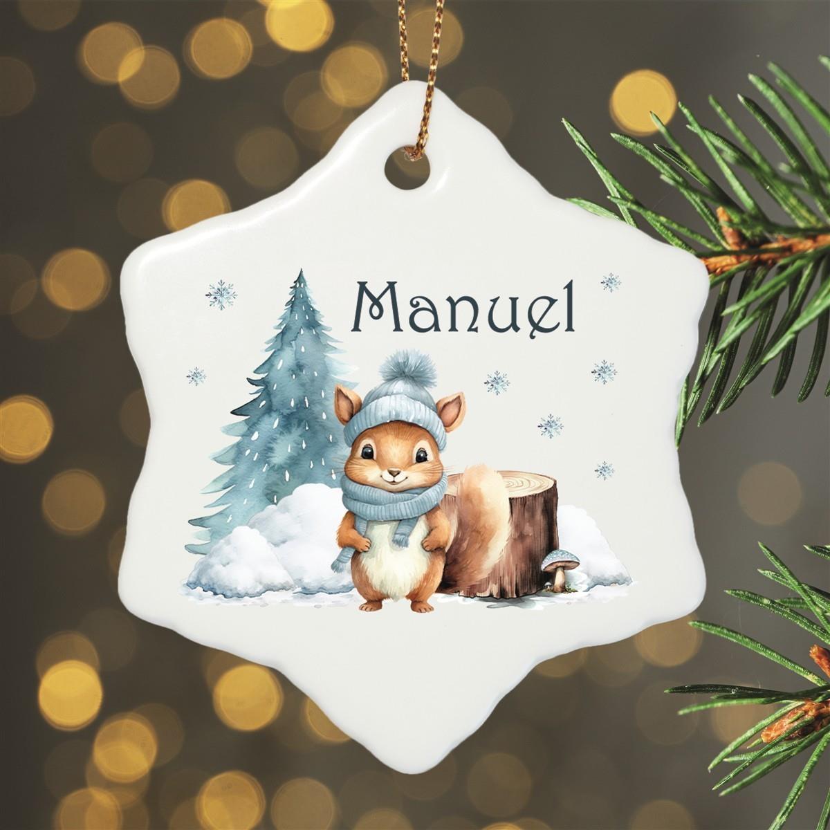 Weihnachtsanhänger personalisiert Eichhörnchen Name Motiv Anhänger Keramik, Weihnachtsschmuck, Weihnachtskugel, Christbaumschmuck versch. Formen