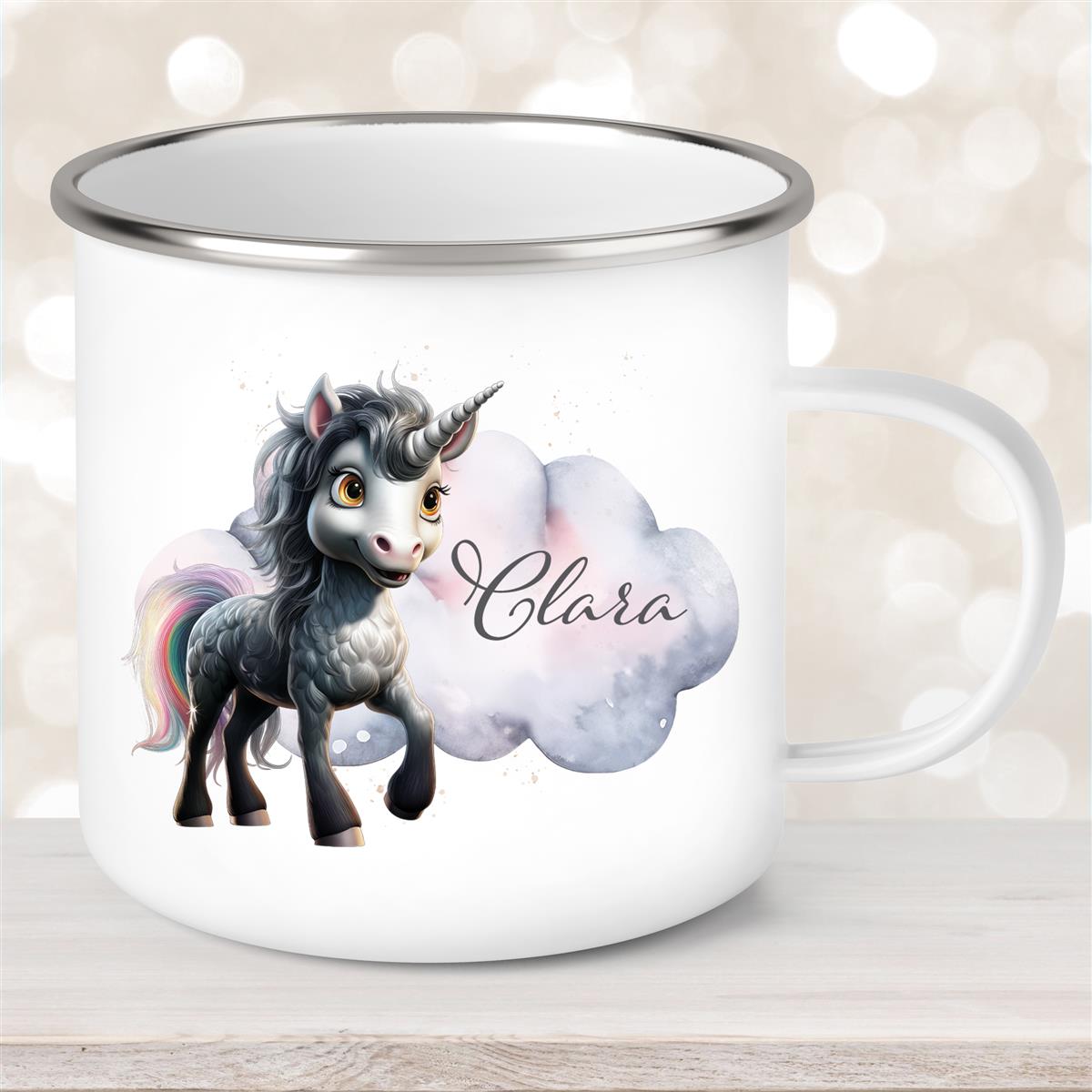 Tasse Einhorn #7 Wunschname Emaille Kinderbecher personalisiert